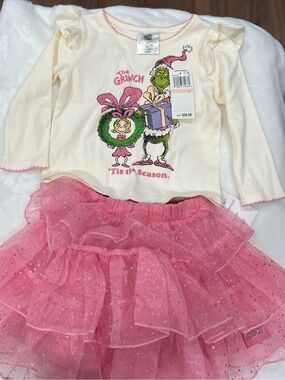 Girls' Cream & Pink Holiday Costume Set